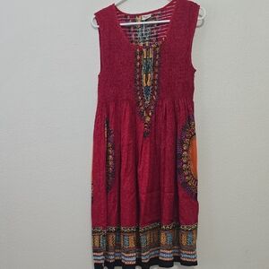 Advance Apparels Red and Orange Midi Dress OS